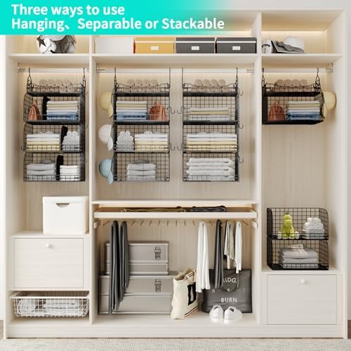 hapirm hanging closet organizer storage - 4 tier shown in use