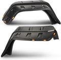 PIT66 Fender Flares Compatible With Jeep JK Wrangler 2007-2018 2/4 door Model, Unlimited, Rubicon Unlimited Smooth Matte Pocket Riveted Style Wheel Flares With LED 4pcs