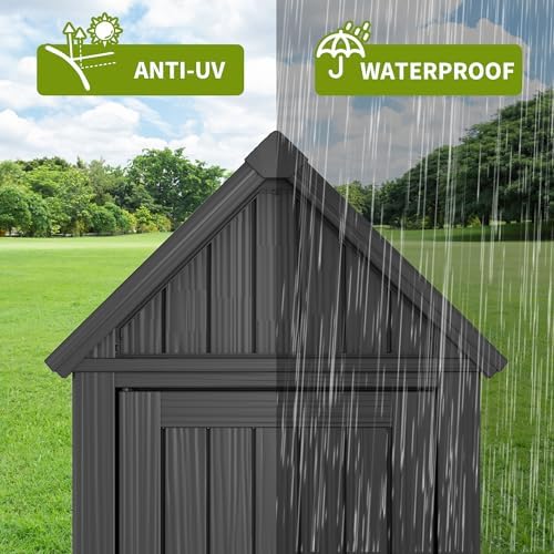 outdoor storage shed, waterproof storage cabinet with ample, front angle view