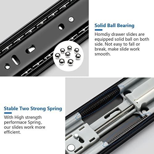 homdiy 10 pair soft close drawer slides 22, close-up detail