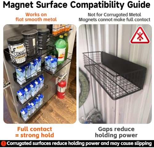 ulibermagnet magnetic baskets fridge organizers, large capacity metal shown in use