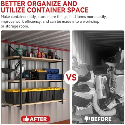 shipping container shelving bracket adjustable (4 pack, black) on a desk or shelf