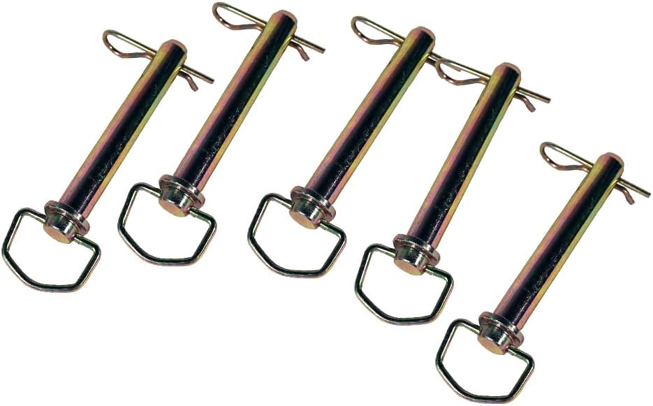 Mytee Products AgraLink 5 Pcs Swivel Hitch Pin 5/8" x 4-1/4" w/Clips - Zinc Plated, High Carbon Steel, Trailer Hitch Safety & Security Pin for Tractors