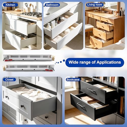 10 pairs 18" undermount soft close drawer slides, front angle view