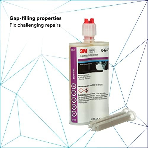 3m super fast plastic repair adhesive, 04248, black, side view