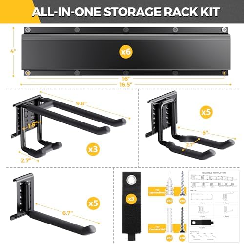 lbt 99" garage tool organizer wall mount showing dimensions