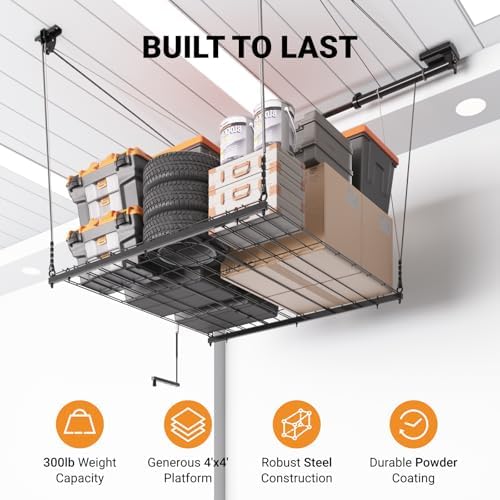 adjustable overhead garage storage rack, 4x4ft garage ceiling, package contents