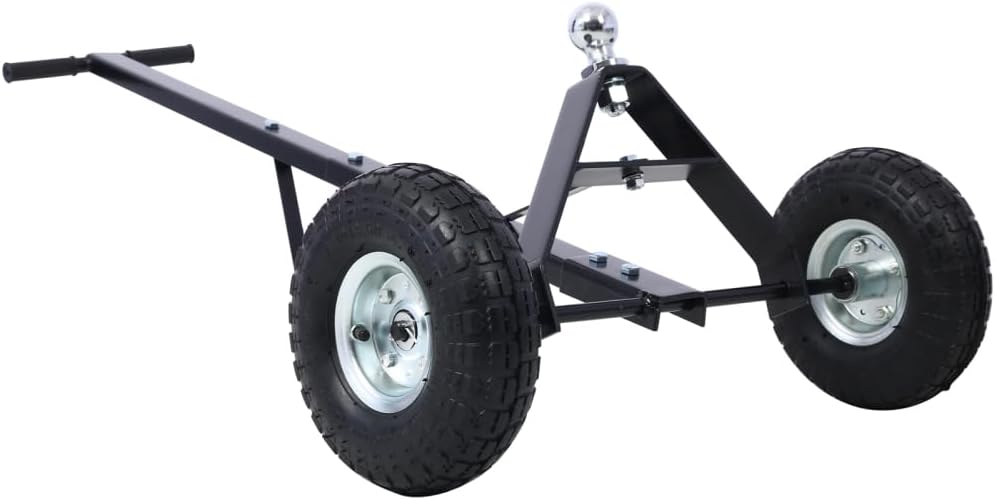 Trailer Dolly with Pneumatic Tires - 600 Lb. Maximum Tongue Weight Capacity, Black Color (Black + Steel)