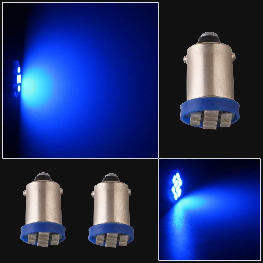 Grandview BA9 BA9S 53 57 1895 64111 White Car Vehicle BA9S Blue Super Bright LED Bulbs Used for Side Door Courtesy Lights Map Lights - Pack of 10