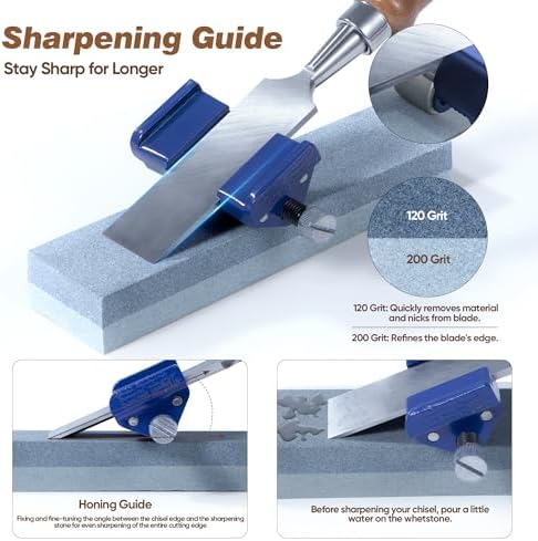 cr-v60 steel wood chisel set with sharpening kit, view 9