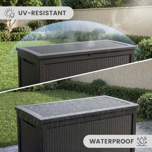 350 gallon outdoor storage box, extra large waterproof, side view