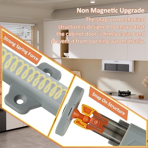 gray non-magnetic push to open door latch for, side view