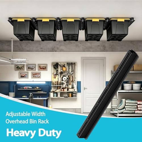 woofog ceiling utility bin rails storage rack, overhead showing dimensions
