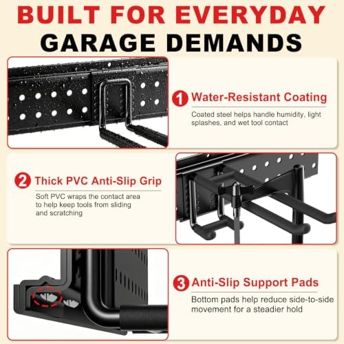 garage tool organizer wall mount 49.5 inches with showing dimensions
