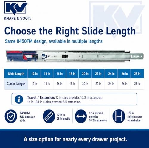 knape & vogt side mount soft-close drawer slide, side view