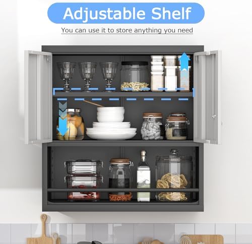 metal wall cabinet, steel floating hanging storage cabinet, package contents