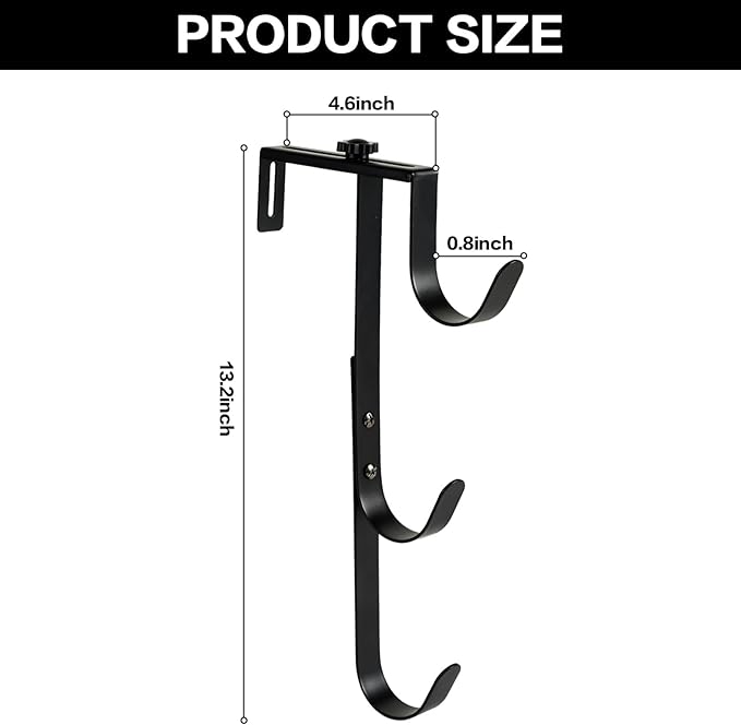 2Pcs Black Pool Pole Hangers, Adjustable Heavy Duty Swimming Pool Fence Hooks - Image 2