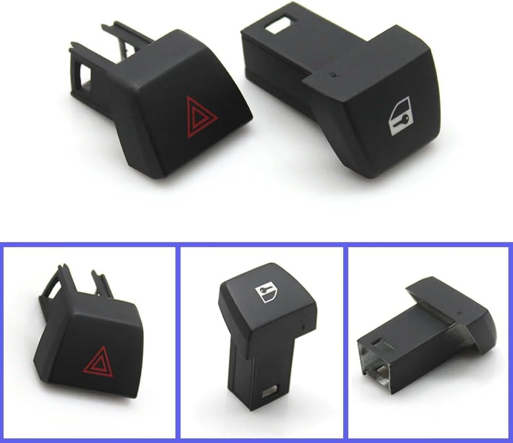 2PCS Hazard Warning Flasher Light Switch Door Lock Button | Emergency Hazard Warning Light Switch and Door Lock Control Button, for BMW 5’ F10 F11/6’ F06 F12/7’ F01 F02/5GT F07/X3 F25