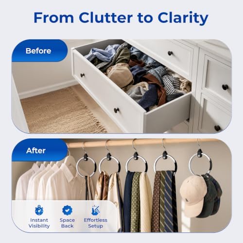 rolly hanger® premium closet organizer, rotating aluminum ring showing dimensions