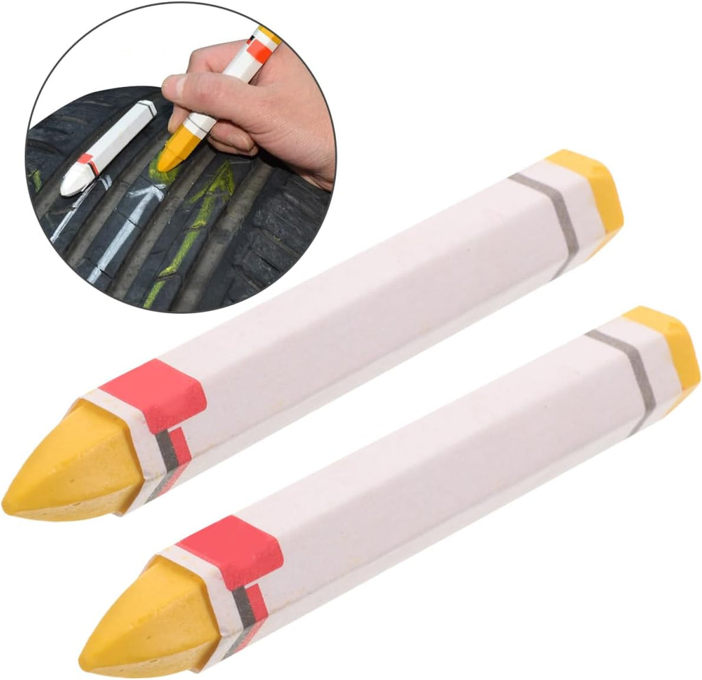 IMIKEYA 2Pcs Tire Marking Crayon Yellow - Industrial Wax Crayon Tire Marker Pens for Marking on Rubber, Leather, Fabric, Wood, Metal, roofing felt and Concrete
