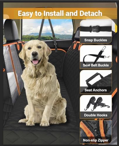 dog car seat cover, 600d heavy dute car shown in use