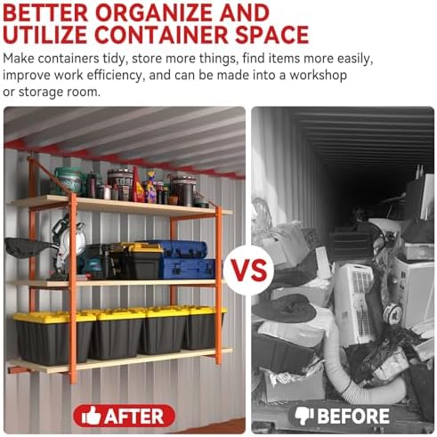 shipping container shelving bracket adjustable (4 pack, orange) on a desk or shelf