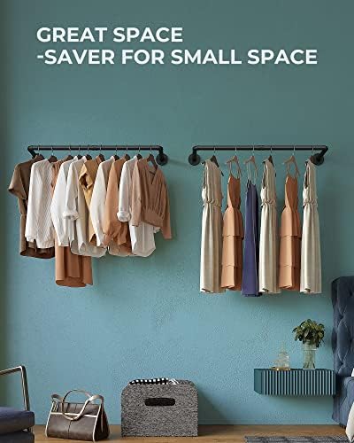 oropy 38.4" industrial pipe clothes rack wall mounted shown in use