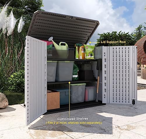 kinying outdoor storage shed - horizontal storage box shown in use