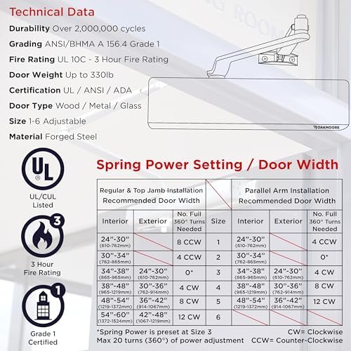 heavy duty commercial door closer, automatic self closing, front angle view