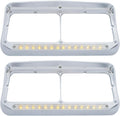 United Pacific 32352P2 Chrome Rectangular 14 LED Dual Headlight Bezel w/Visor, Chrome Plated, Injection Molded Plastic, LED Light Bar Pre-Installed – Amber LED/Clear Lens – 2 Pack