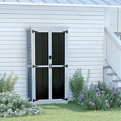 gdlf outdoor storage cabinet, wood & metal garden, side view