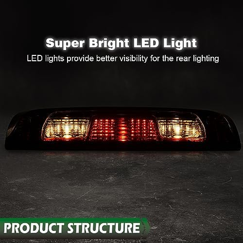 GRAND ORANGE Third Brake Compatible with Chevy Silverado GMC Sierra 1500 2500 3500 2015-2021 High Mount Stop Light Cargo Lamp 84900397,2350916 Red Lens