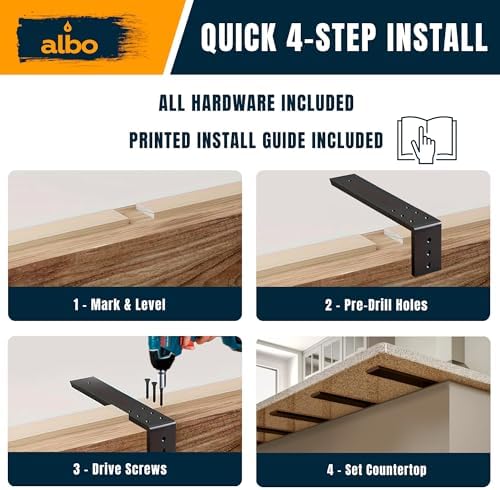 albo 10 inch countertop brackets, 2 pack heavy showing dimensions