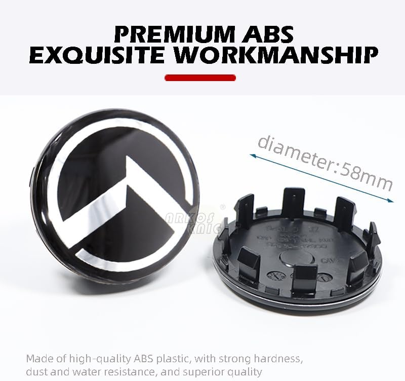 58mm Wheel Hub Center Cap with ABS Material Compatible with Vintage K Auto Accessories(K Black)