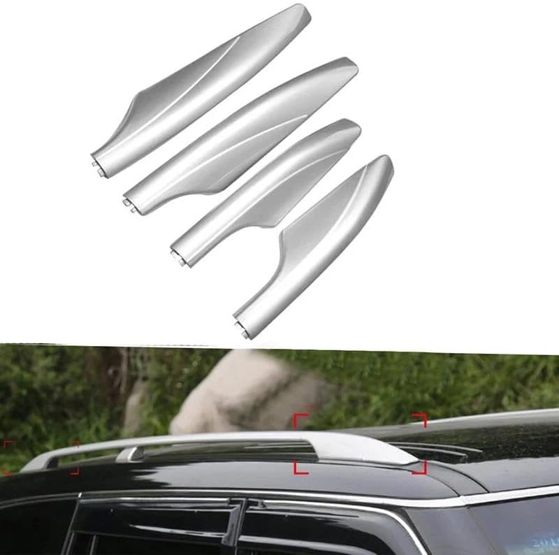 Rooftop Cargo Carrier for Nissan for Patrol Y62 2010-2015 2016 2017 Silver ABS Roof Rack Bar Rail End Protection Replacement Cover Shell 4PCS Roof Racks Boxes