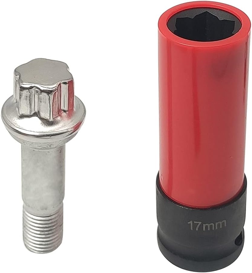 Lug Nut Socket, Flower Design, Manufacturer Part Number: 4218, Red & Black Wheel Lug Nuts Socket