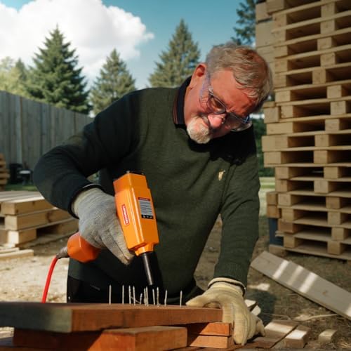 professional air punch nailer nail remover, pneumatic nail shown in use
