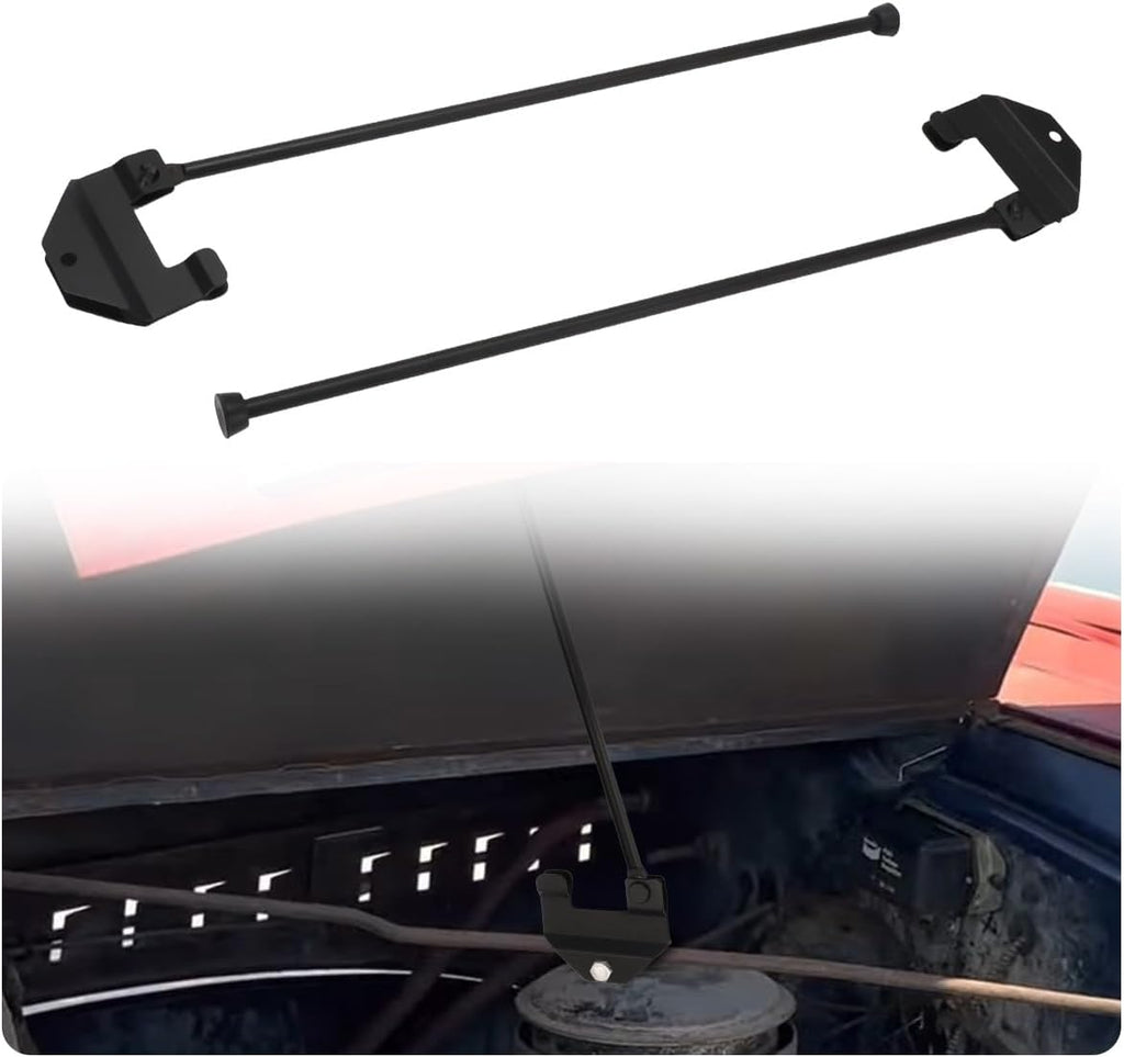 MOTOQUEEN Hood Support Rod Kit for 1937-1946 Chevy GMC Truck, Steel Folding Hood Prop Rod, Powder Coated Black, Easy Install