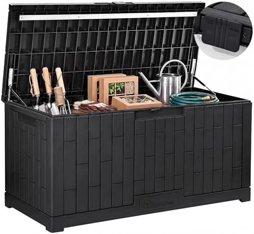 yitahome large deck box 120 gallon resin outdoor, front angle view