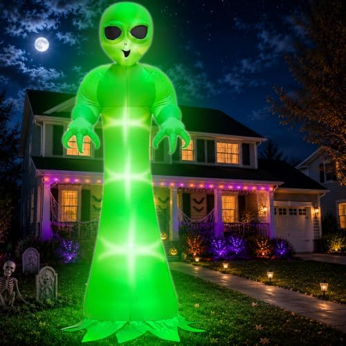 12 FT Scary Halloween Inflatable Alien Built-in LEDs Outdoor Decoration