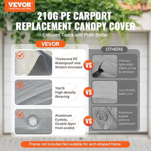 vevor carport replacement canopy cover 10 x 20 shown in use
