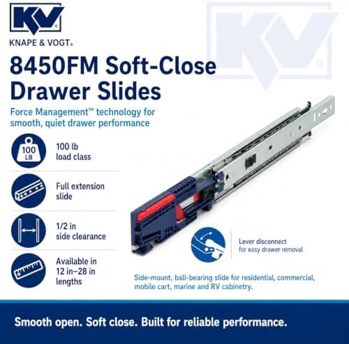 knape & vogt side mount soft-close drawer slide shown in use