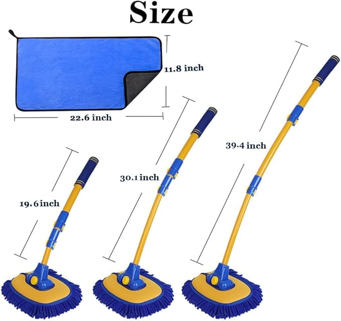 Car Wash Brush With Long Handle, Chenille Microfiber Mop Mitt, 1 Replacement - Image 3