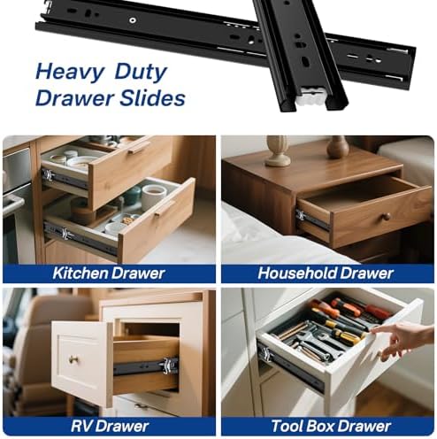 black heavy duty drawer slides 14 inch 10, front angle view