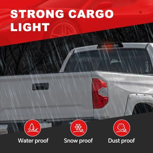 MOUTUX LED 3rd Brake Light Compatible with Toyota Tundra 2007-2018 High Mount LED 3rd Thrid Tail Cargo Brake Light Smoky Lens Chrome Housing