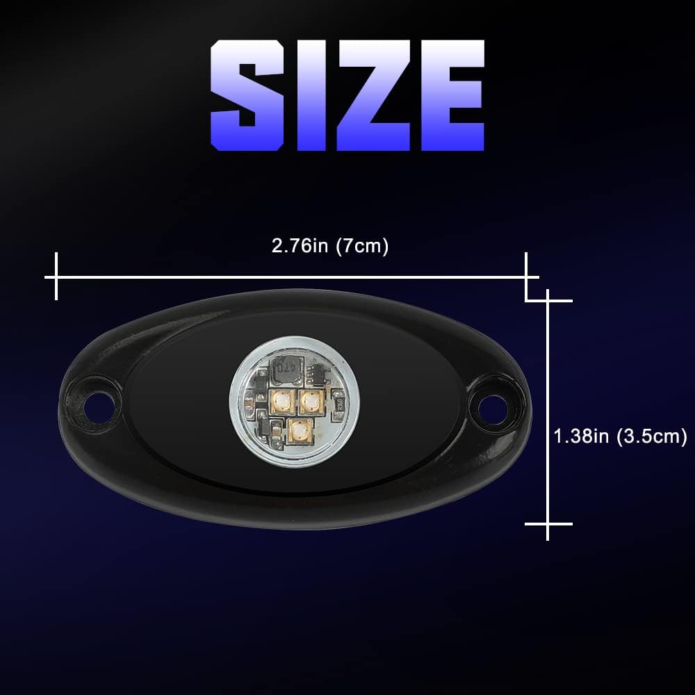 SUNPIE 8 Pods Quick Connect Blue Rock Lights, 4M Extension Wires Each Light, 3 High Power Chips, Rubber Mounting Pads, IP67 Waterproof Rock Lights Fits for Trucks Trailer Cars SUV ATV UTV Boats