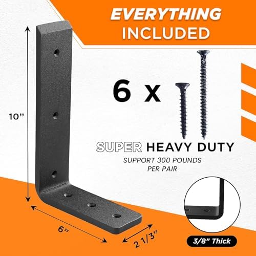 batoda 10” countertop support steel brackets (2 pcs), close-up detail