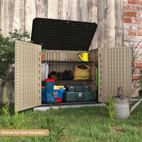 kinying outdoor storage shed - horizontal storage cabinet shown in use