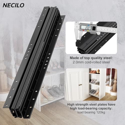 necilo 40 inch undermount heavy duty slides, 260, close-up detail
