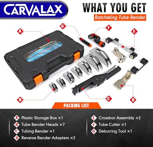 carvalax tube bender set, reverse adapters, silver head, close-up detail